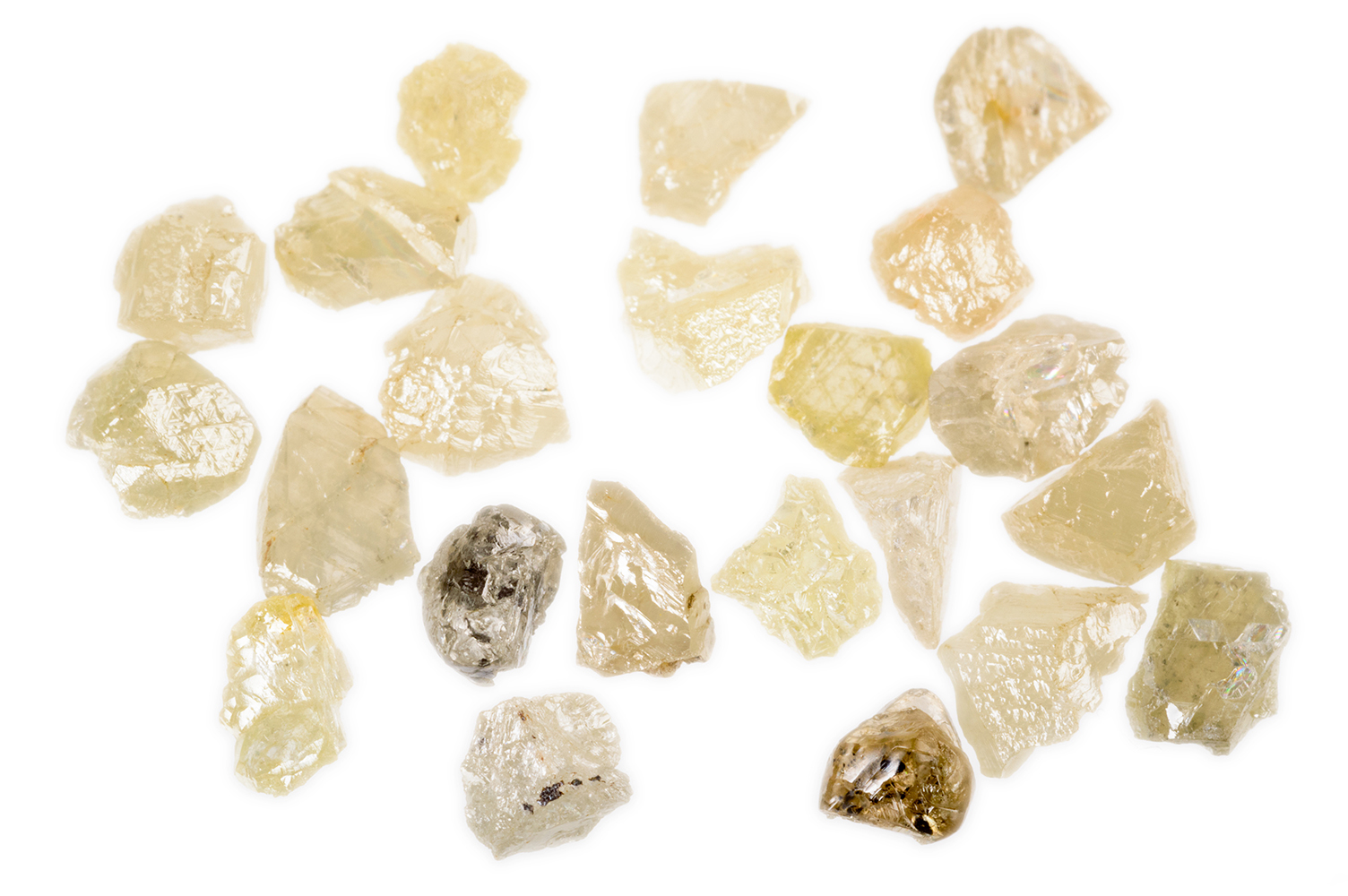 Rough diamonds in natural colors